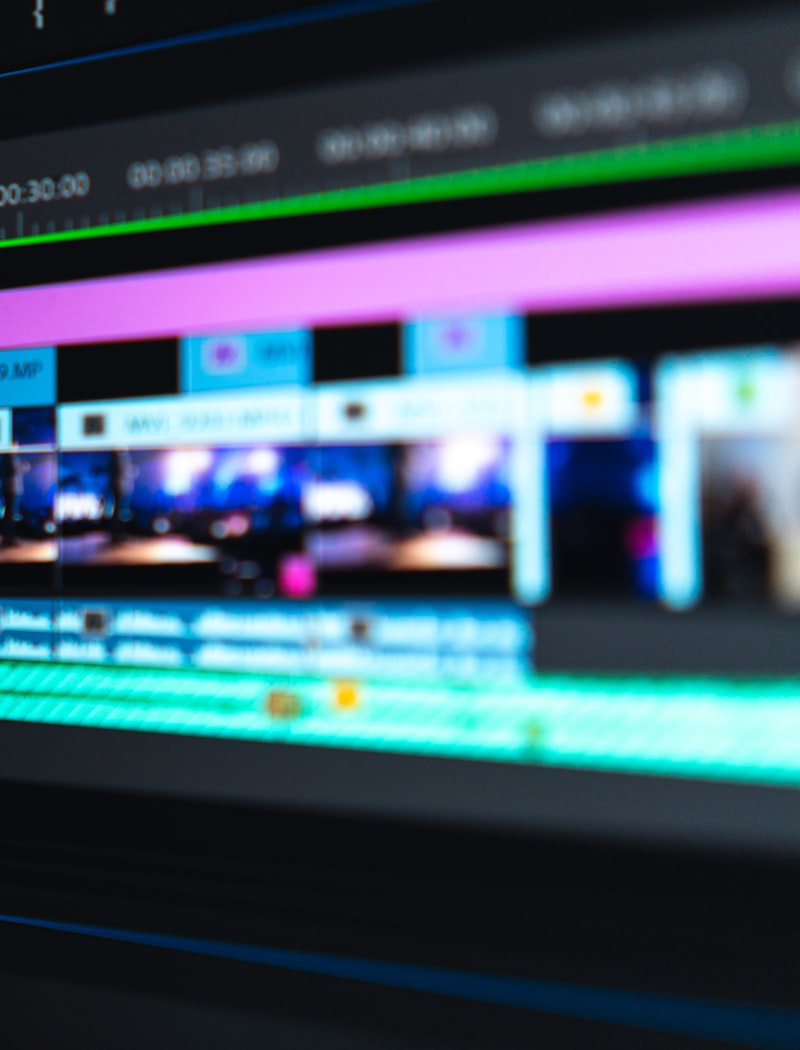 Video editing timeline at the Exentia studio